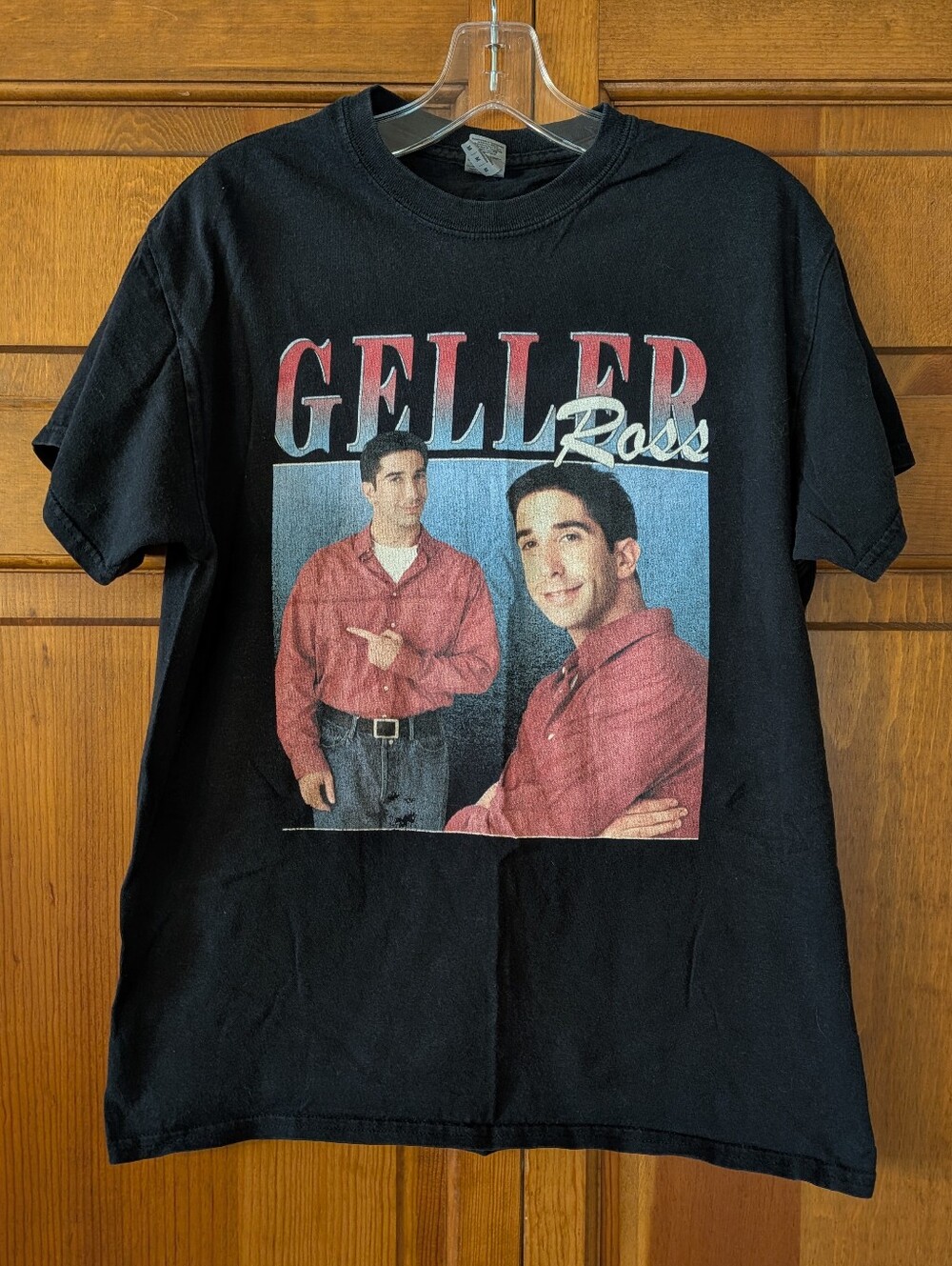 Gildan Black Crewneck Tee with Red Graphic "Geller Ross"